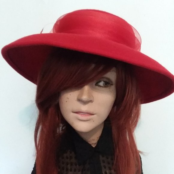 VINTAGE WIDE BRIM RED HAT FELT WOOL main image 10